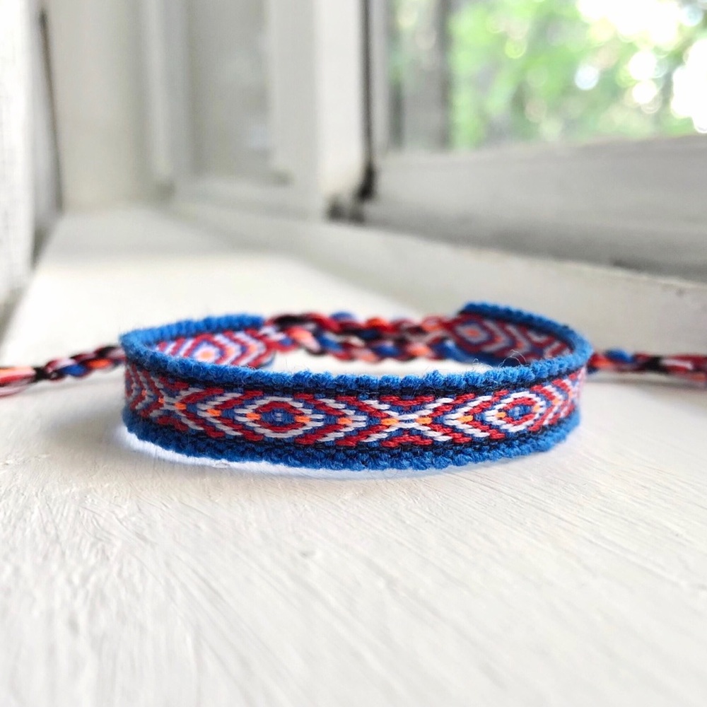 Cobalt Blue Sunset Hues Boho Woven Bracelet